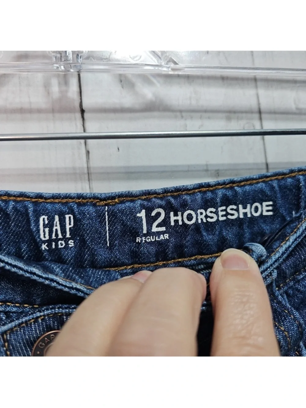 Gap Kids Girls Horseshoe Barrel Leg Blue 100% Cotton Denim Jeans Pockets Size 12